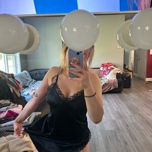 Lacey Silk Black Slip Dress